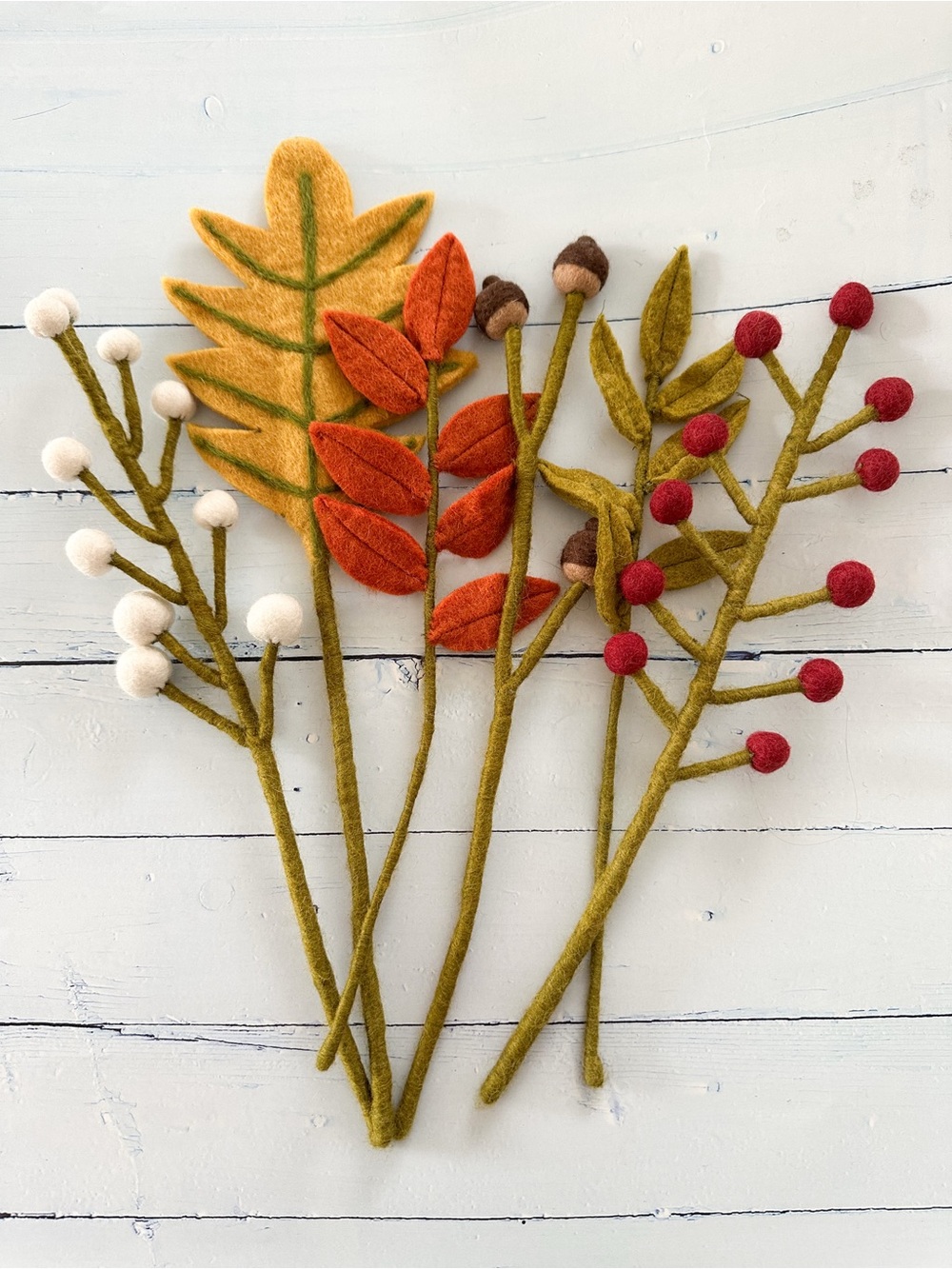 Felt Fall Floral Stems - Set Of 6